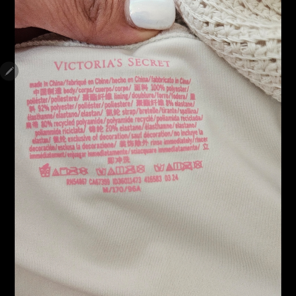 Victoria Secret Beige Crochet One-Piece Monokini Size Medium - Picture 5 of 8